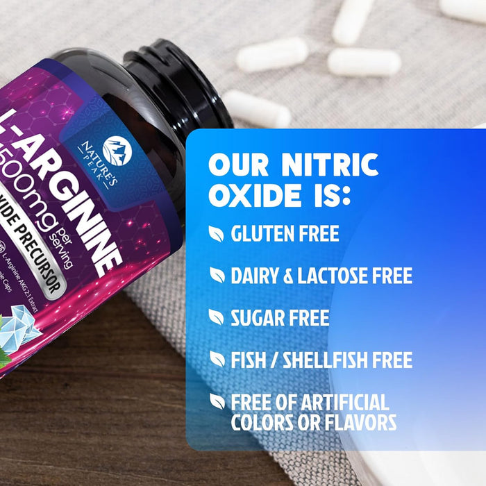 L-Arginine 1000mg Supplement - Heart Health Support - Premium Muscle Supporting Nitric Oxide Precursor Booster for Extra Strength - Gluten Free, Amino Acid Energy Blend For Men & Women - 60 Count
