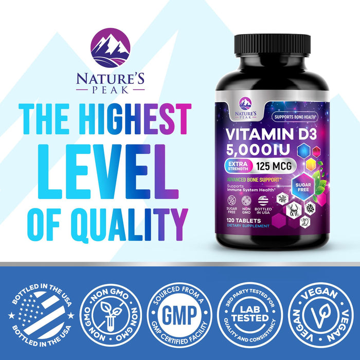 Vitamin D3 5000 IU (125 mcg) – 120 Count