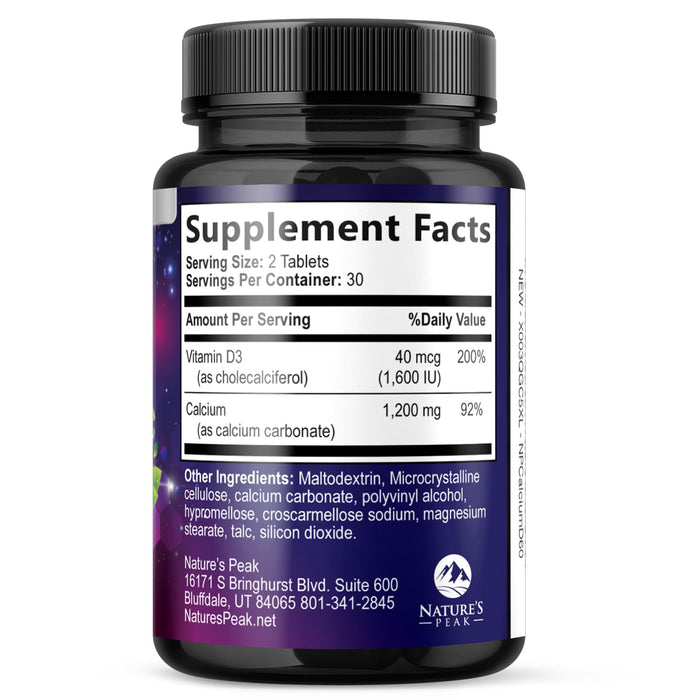 Calcium 1200 mg + Vitamin D3 – 60 Count