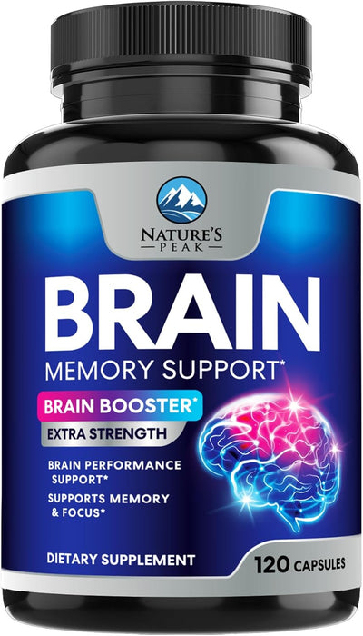 Brain Supplement for Memory and Focus, Nootropic Support for Concentration, Clarity, Energy, Brain Health with Bacopa, Cognitive Vitamins, Phosphatidylserine, DMAE, Nootropics & More - 120 Count