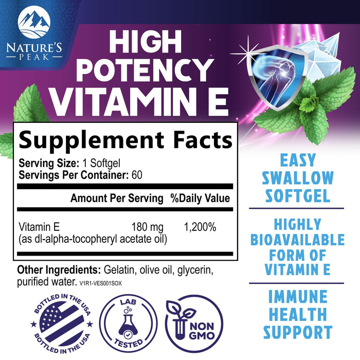 E Vitamin – 180mg – 60 Count