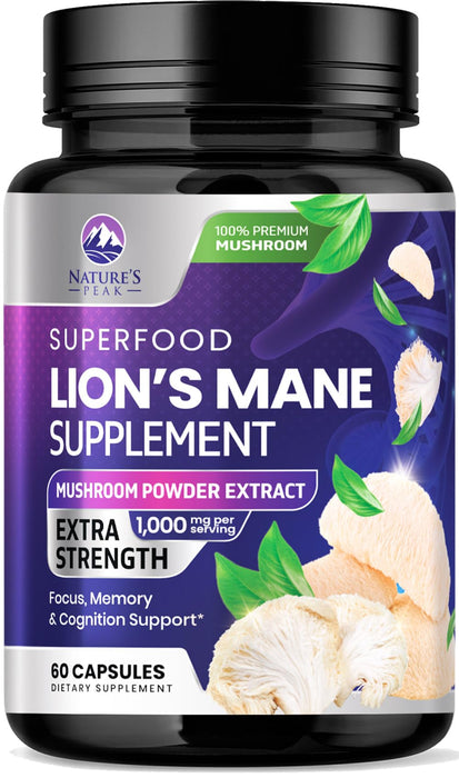 Lions Mane Mushroom Capsules 10,000mg – 60 Count