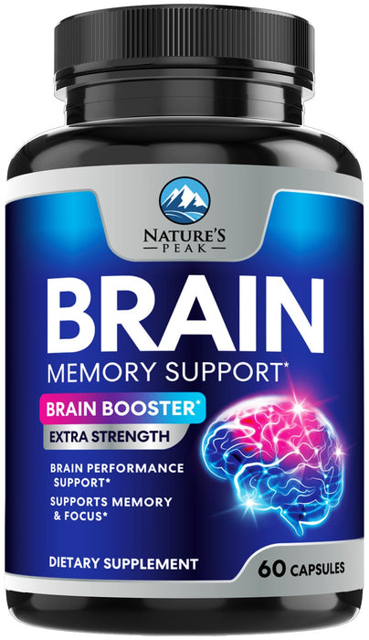 Brain Supplement for Memory and Focus, Nootropic Support for Concentration, Clarity, Energy, Brain Health with Bacopa, Cognitive Vitamins, Phosphatidylserine, DMAE, Nootropics & More - 60 Count