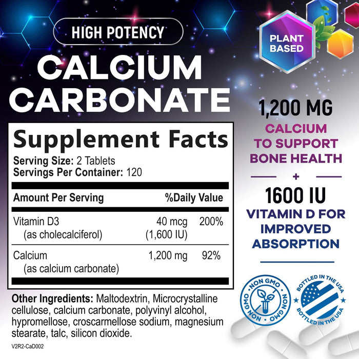 Calcium 1200 mg + Vitamin D3 – 240 Count
