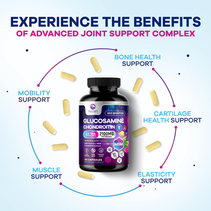 Glucosamine + Chondroitin + Turmeric 2100mg with Boswellia & Bromelain – 60 Count