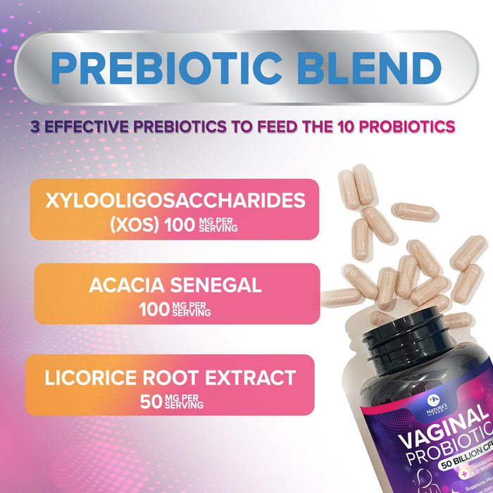 Vaginal Probiotics for Women pH Balance with Prebiotics 50 Billion CFU – 60 Count