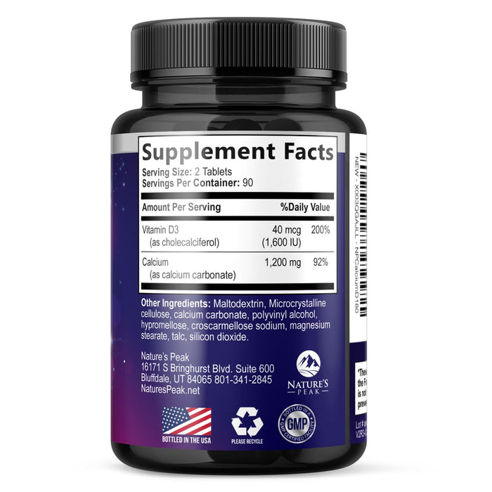 Calcium 1200 mg + Vitamin D3 – 180 Count