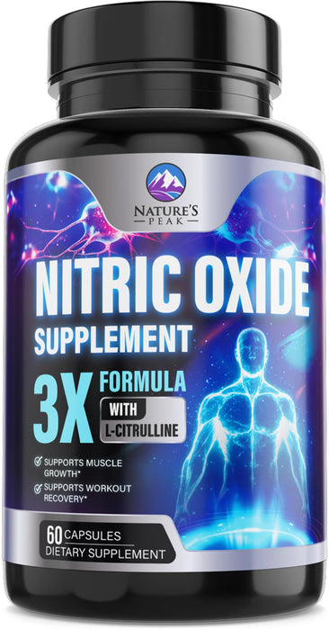 Nitric Oxide Formula with L-Arginine + Citrulline – 3000mg – 60 Count