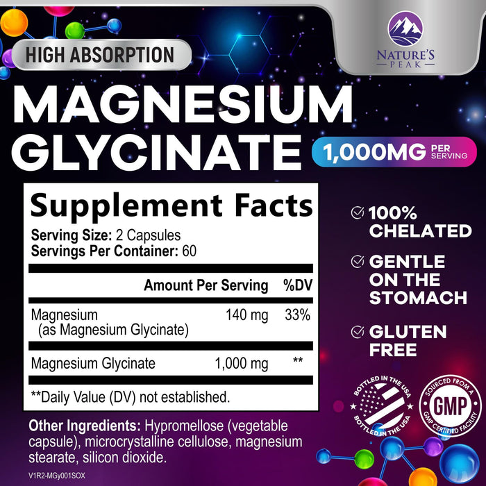 Magnesium Glycinate 1000 mg – 120 Count