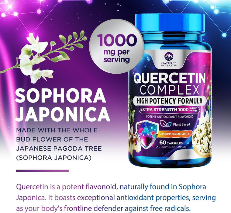 Quercetin with Bromelain 1000mg - Supports Immune Health, Extra Strength Quercetin 1000mg Supplement with Zinc & Bioflavonoids - Non-GMO, Vegan & Gluten Free