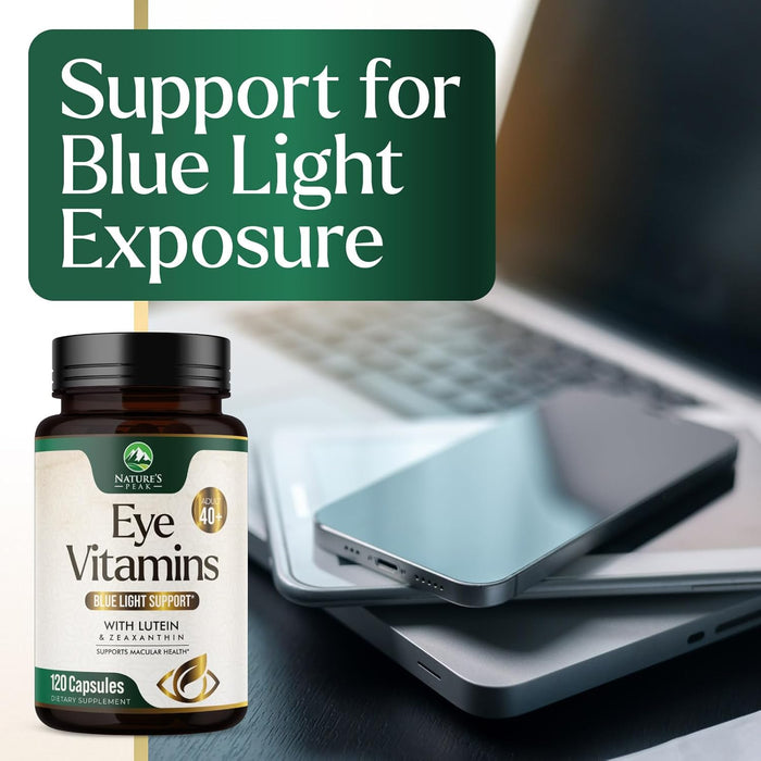 Eye Vitamins - Eye Vitamin and Mineral Supplement with Zeaxanthin, Lutein, Vitamin C, E, and Zinc - Eyes Health Supplement - Support for Eye Strain and Vision for Adults 40 and 50 Plus - 120 Count