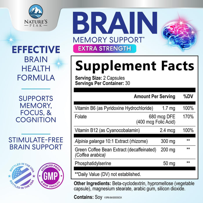 Brain & Focus Nootropic Formula – 60 Count