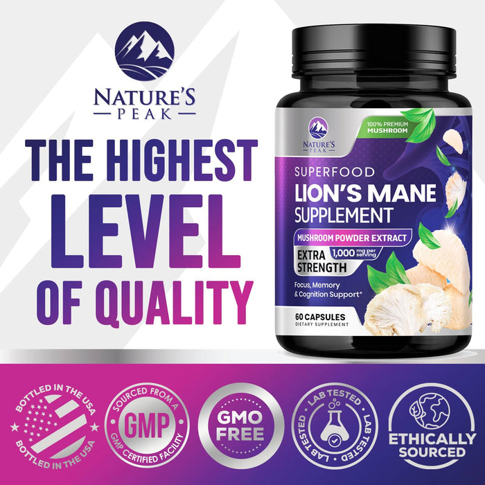 Lions Mane Mushroom Capsules 10,000mg – 60 Count