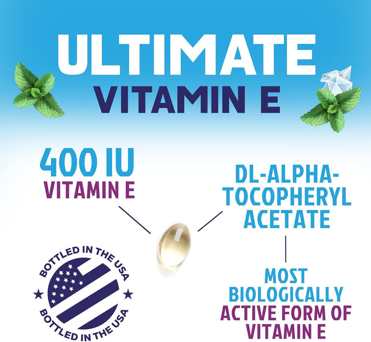E Vitamin for Women and Men - 180 mg (400 IU) dl-Alpha - Effective Antioxidant Dietary Supplement - Hair, Skin, & Immune Health Support - Easily Absorbed Form, Non-GMO & Gluten Free - 120 Count