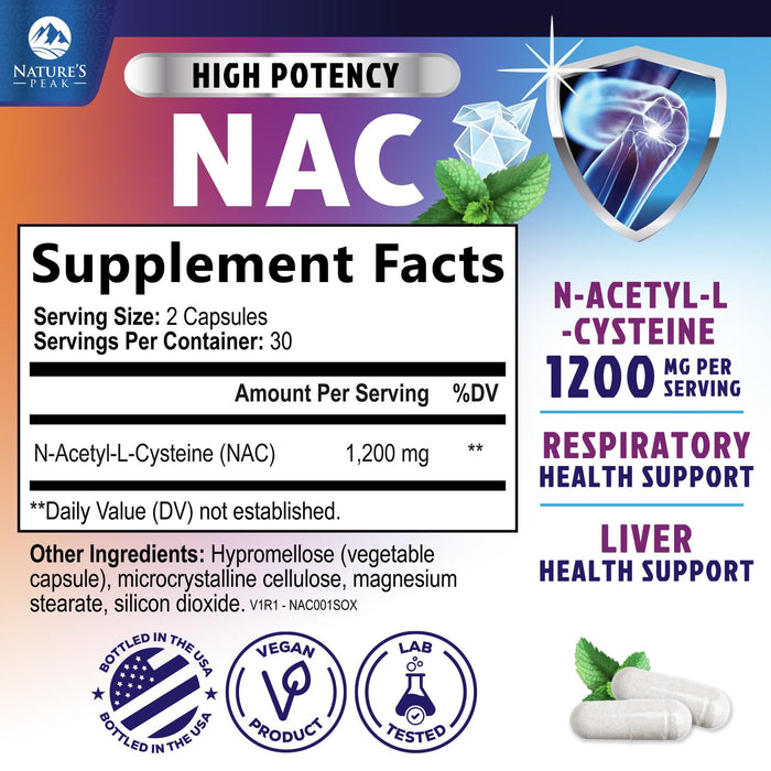 N-Acetyl Cysteine (NAC) 1200 mg - 60 Capsules