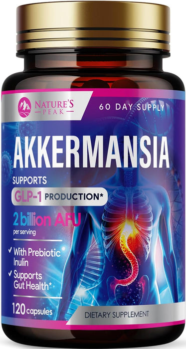 Akkermansia Probiotic with Prebiotic Fiber - Akkermansia Muciniphila GLP-1 Probiotics for Women & Men - Digestive, Gut, Overall Health & Immune Support, Third-Party Tested, Gluten-Free