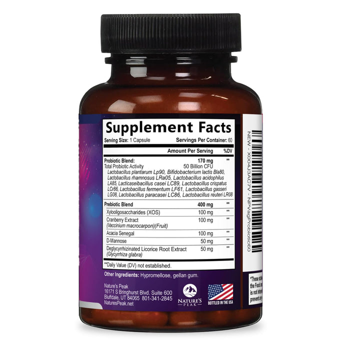Vaginal Probiotics for Women pH Balance with Prebiotics 50 Billion CFU – 60 Count