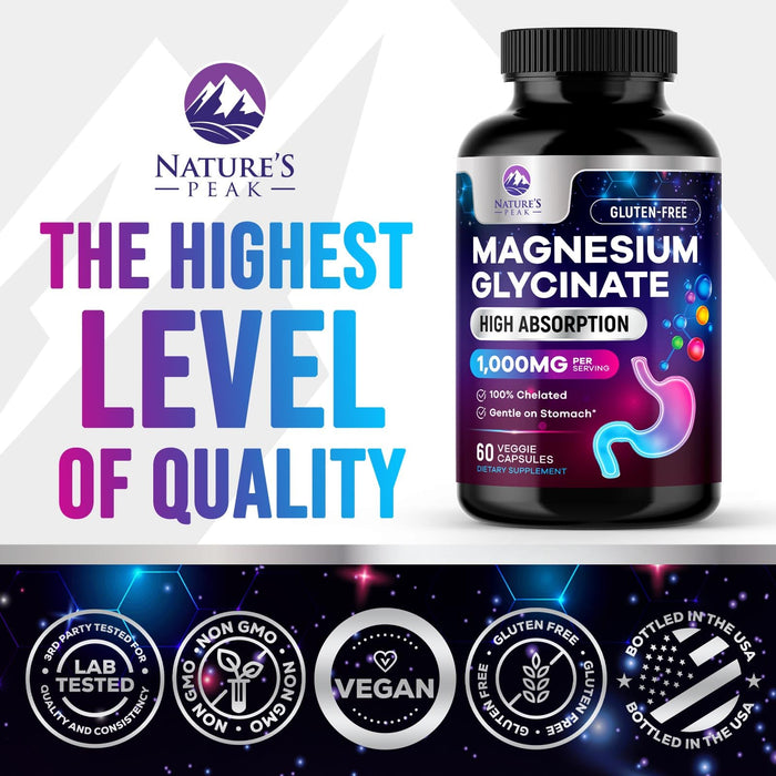 Magnesium Glycinate 1000 mg – 60 Count