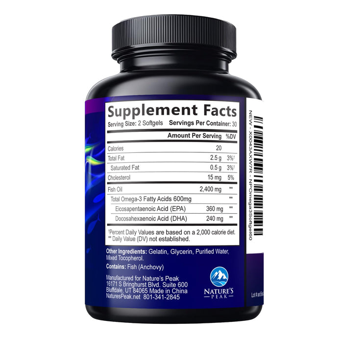 Omega-3 Fish Oil – 2400mg – 60 Count
