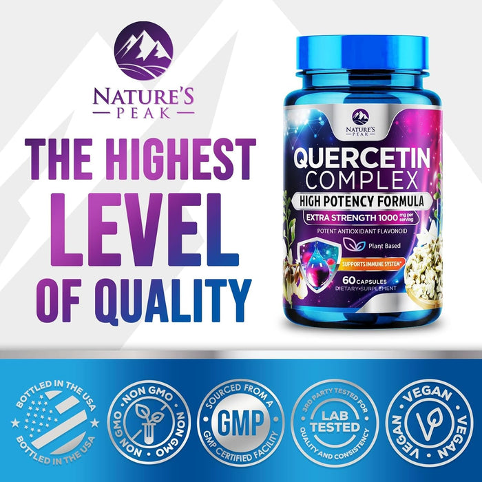 Quercetin with Bromelain 1000mg - Supports Immune Health, Extra Strength Quercetin 1000mg Supplement with Zinc & Bioflavonoids - Non-GMO, Vegan & Gluten Free