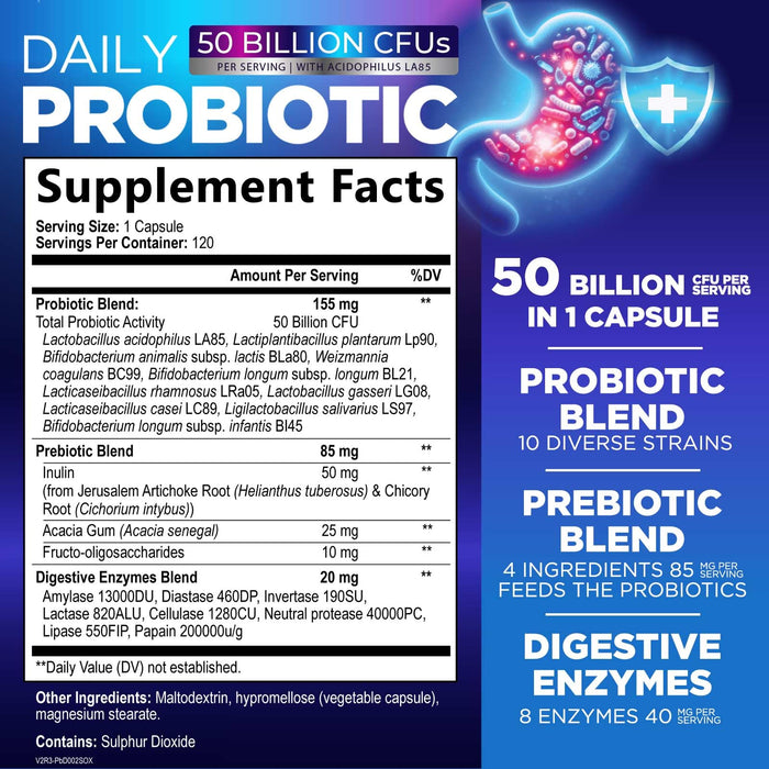 Daily Probiotics and Prebiotics 60 Billion CFU – 120 Count