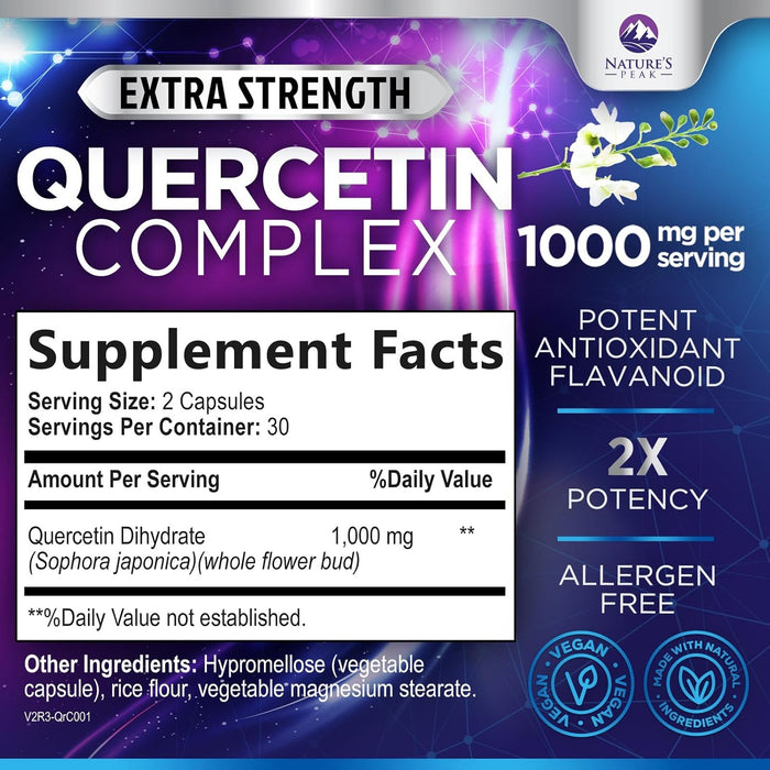 Quercetin with Bromelain 1000mg - Supports Immune Health, Extra Strength Quercetin 1000mg Supplement with Zinc & Bioflavonoids - Non-GMO, Vegan & Gluten Free