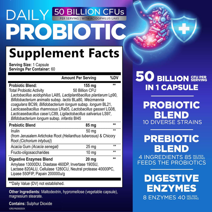 Daily Probiotics and Prebiotics 60 Billion CFU – 60 Count