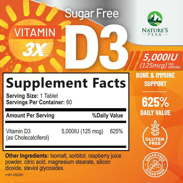 Vitamin D3 5000 IU (125 mcg) – 60 Count