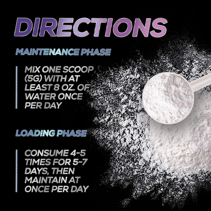 Micronized Creatine Monohydrate Powder 5000mg Per Serv (5g), Keto Friendly Workout Supplement, Supports Muscle Growth, Strength & Recovery - Pure Unflavored Vegan Pre Workout Supplements - 60 Servings