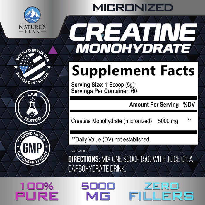 Micronized Creatine Monohydrate Powder 5000mg Per Serv (5g) – 60 Servings