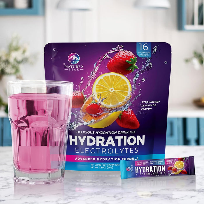Liquid Replenisher Daily Electrolyte Drink Mix – Hydration Packets with 6 Electrolytes & Minerals, Keto Friendly Pack, Vegan, Nature's Non-GMO & Sugar-Free Electrolyte Powder - 16 Count