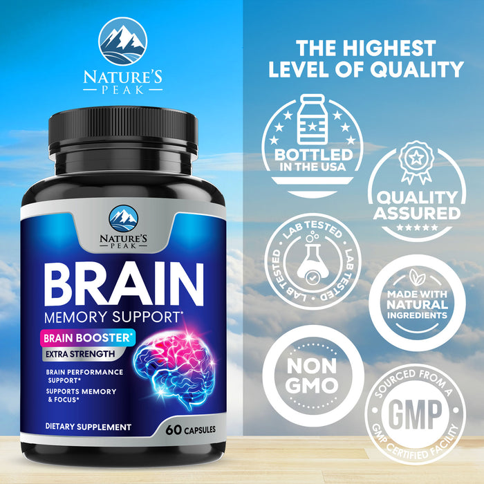 Brain Supplement for Memory and Focus, Nootropic Support for Concentration, Clarity, Energy, Brain Health with Bacopa, Cognitive Vitamins, Phosphatidylserine, DMAE, Nootropics & More