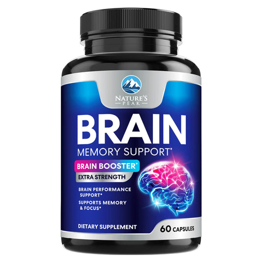 Nature's Peak Brain Supplement for Memory and Focus, Nootropic Support for Concentration, Clarity, Energy, Brain Health with Bacopa, Cognitive Vitamins, Phosphatidylserine, DMAE, Nootropics & More