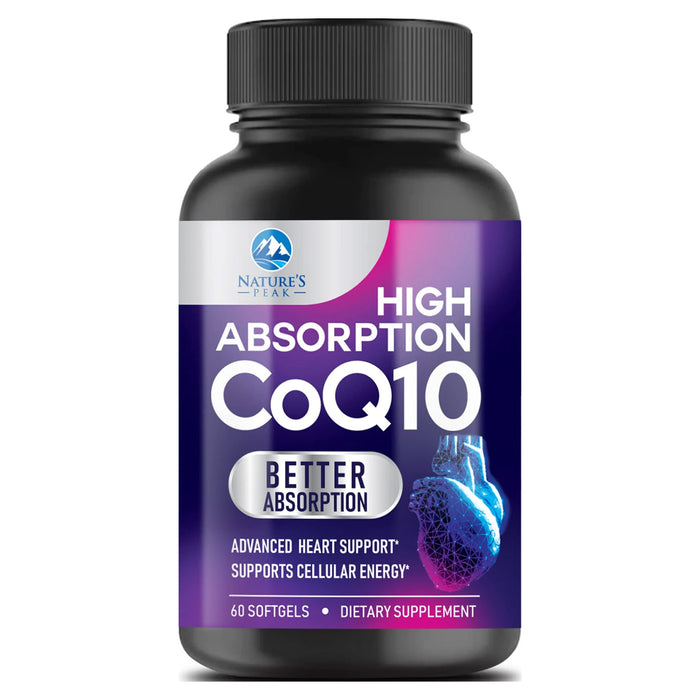 CoQ10 100mg - Extra Strength Absorption & Heart Health Support - Natural Form of Coenzyme Q10 Supplement - Antioxidant with Cellular Energy Support, 60 Day Supply