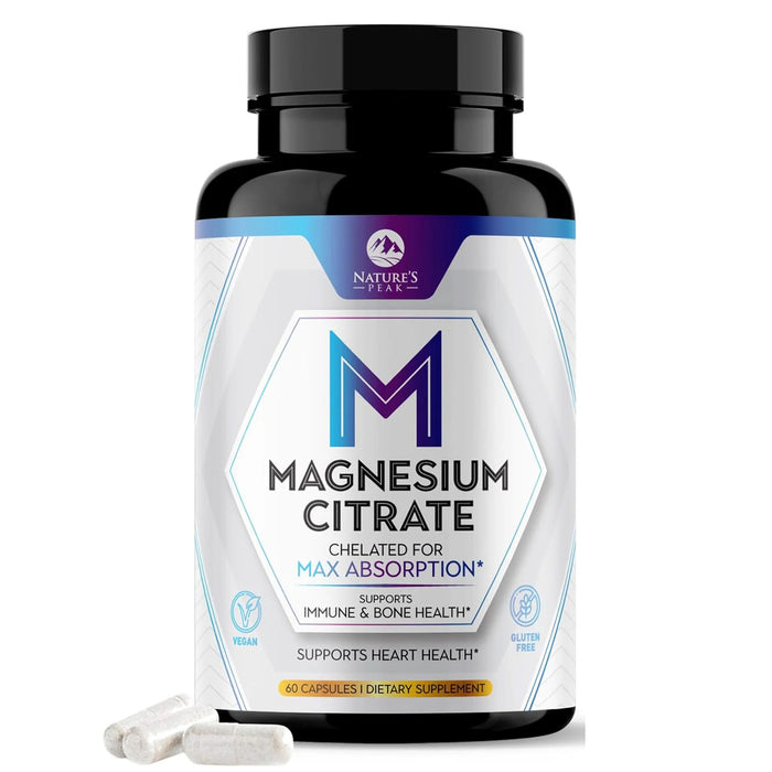 Magnesium Supplement 1000mg - Extra Strength Magnesium Complex for Muscle, Nerve, Bone & Heart Health Support - High Absorption Magnesium Citrate 500mg Capsules