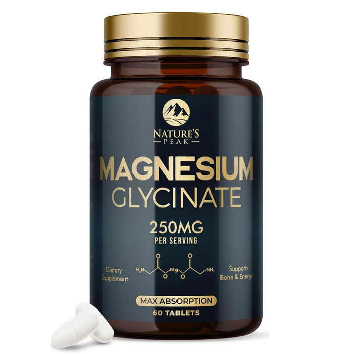 Magnesium Glycinate 250mg - 100% Chelated for Max Absorption, Magnesium Capsules for Bone, Muscle & Heart Health Support, Nature's Magnesium Supplement, Vegan, Gluten Free, Non-GMO