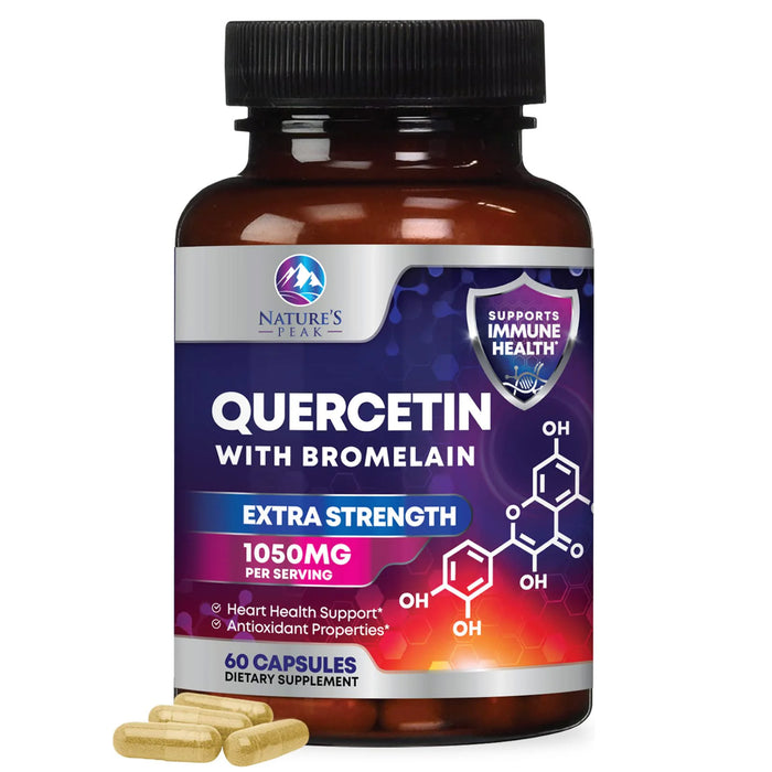 Quercetin with Bromelain 1000mg - Supports Immune Health, Extra Strength Quercetin 1000mg Supplement with Zinc & Bioflavonoids - Non-GMO, Vegan & Gluten Free