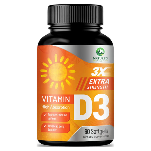 Vitamin D3 Extra Strength 5000 iu (125 mcg) High Absorption for Bone, Muscle and Immune Support - Nature's Daily Vitamin D Supplement - Non-GMO