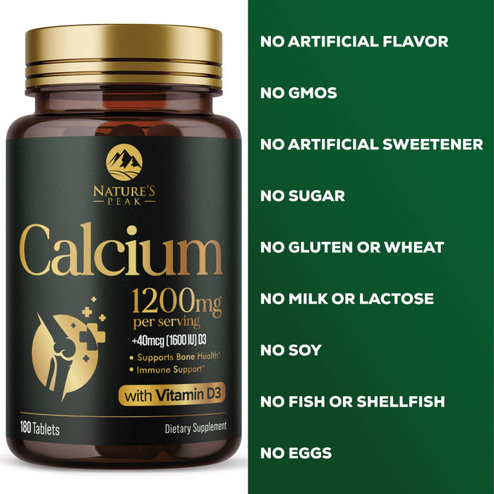 1200mg calcium with vitamin d3 supports bone health immune support tablets dietary supplement