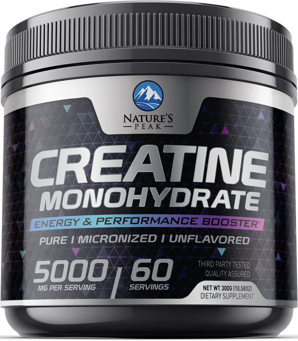 Creatine Monohydrate nature's peak energy & performance booster pure micronized unflavored dietary supplement