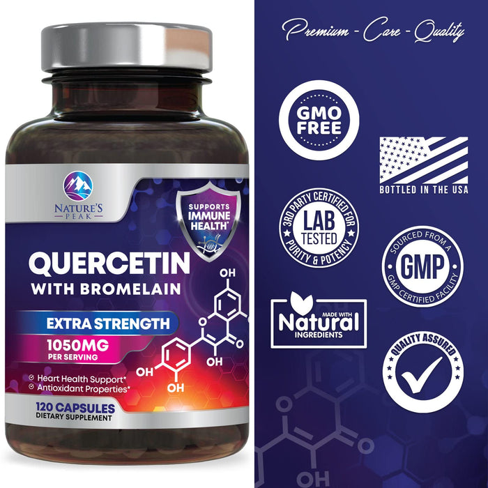 Quercetin with Bromelain 1000mg - Supports Immune Health, Extra Strength Quercetin 1000mg Supplement with Zinc & Bioflavonoids - Non-GMO, Vegan & Gluten Free