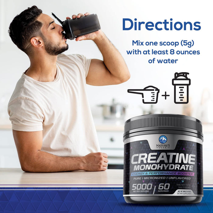 Creatine Monohydrate nature's peak energy & performance booster pure micronized unflavored dietary supplement