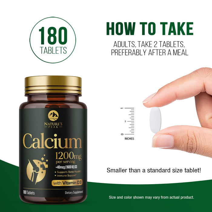 1200mg calcium with vitamin d3 supports bone health immune support tablets dietary supplement