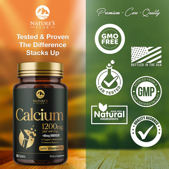 1200mg calcium with vitamin d3 supports bone health immune support tablets dietary supplement