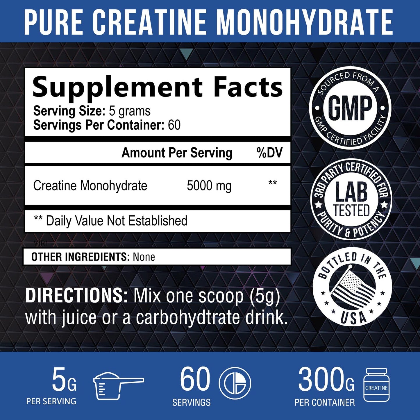 Micronized Creatine Monohydrate Powder 5000mg Per Serv (5g), Keto Friendly  Workout Supplement, Supports Muscle Growth, Strength & Recovery - Pure