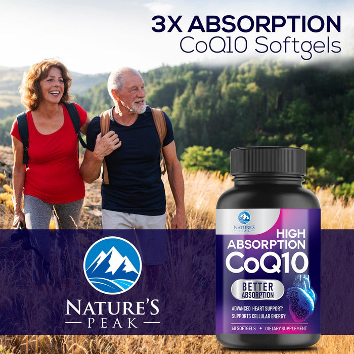 CoQ10 100mg - Extra Strength Absorption & Heart Health Support - Natural Form of Coenzyme Q10 Supplement - Antioxidant with Cellular Energy Support, 60 Day Supply